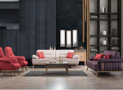 Stylish Multicolored Set in Living room Set 2x 3-Seater Sofas and 2x Armchair